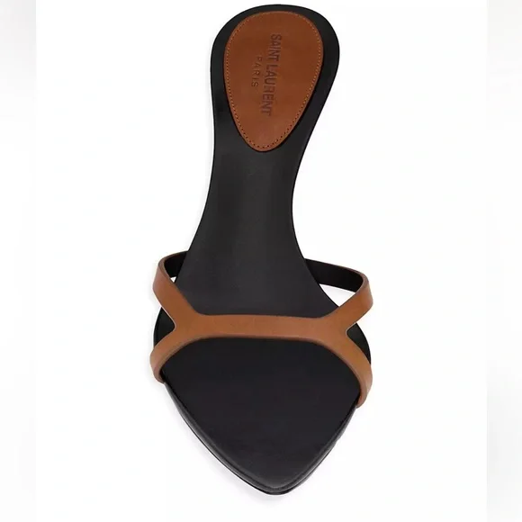 Saint Laurent Black and Brown Heeled Sandals - Picture 3 of 9